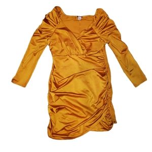 Gold Easter Dress long sleeve off shoulder bodycon dress